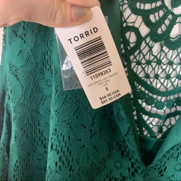 torrid size 5 Green lace dress sleeveless NWT - Picture 8 of 8